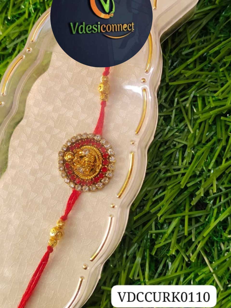 Thread With Stones Rakhi-Handcrafted