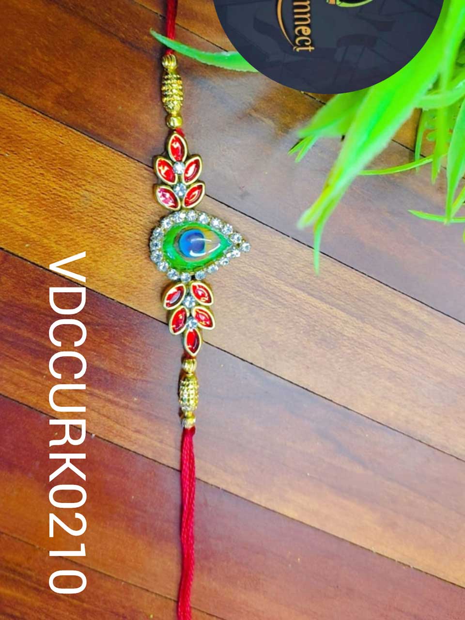 Peacock With Kundans Rakhi-Handcrafted