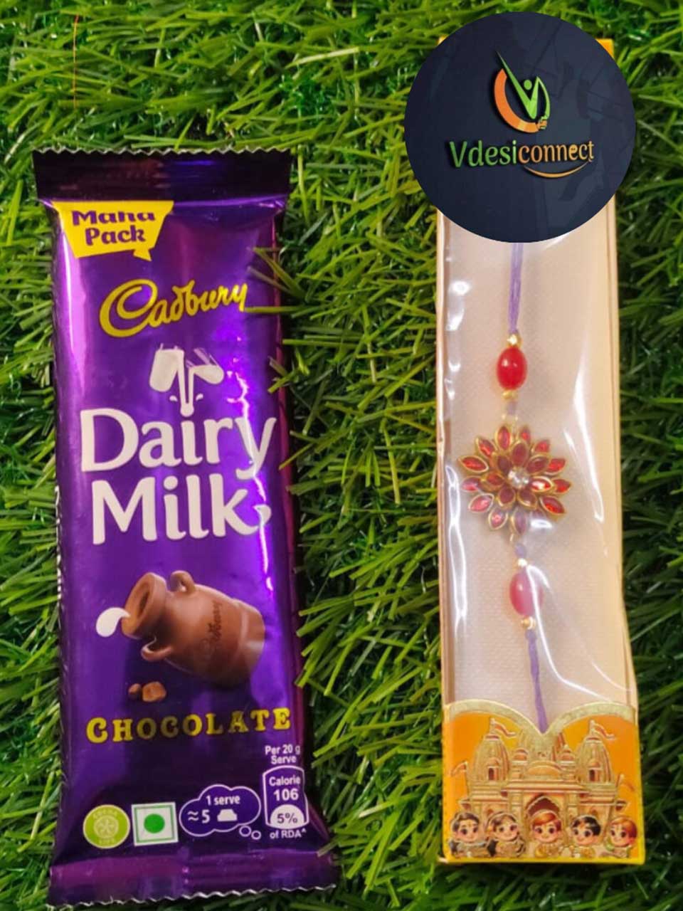Flower Rakhi With Chocolate