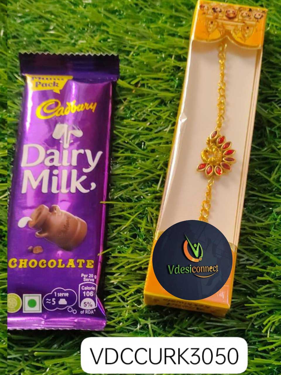 Peacock Pendant Rakhi With Chocolate