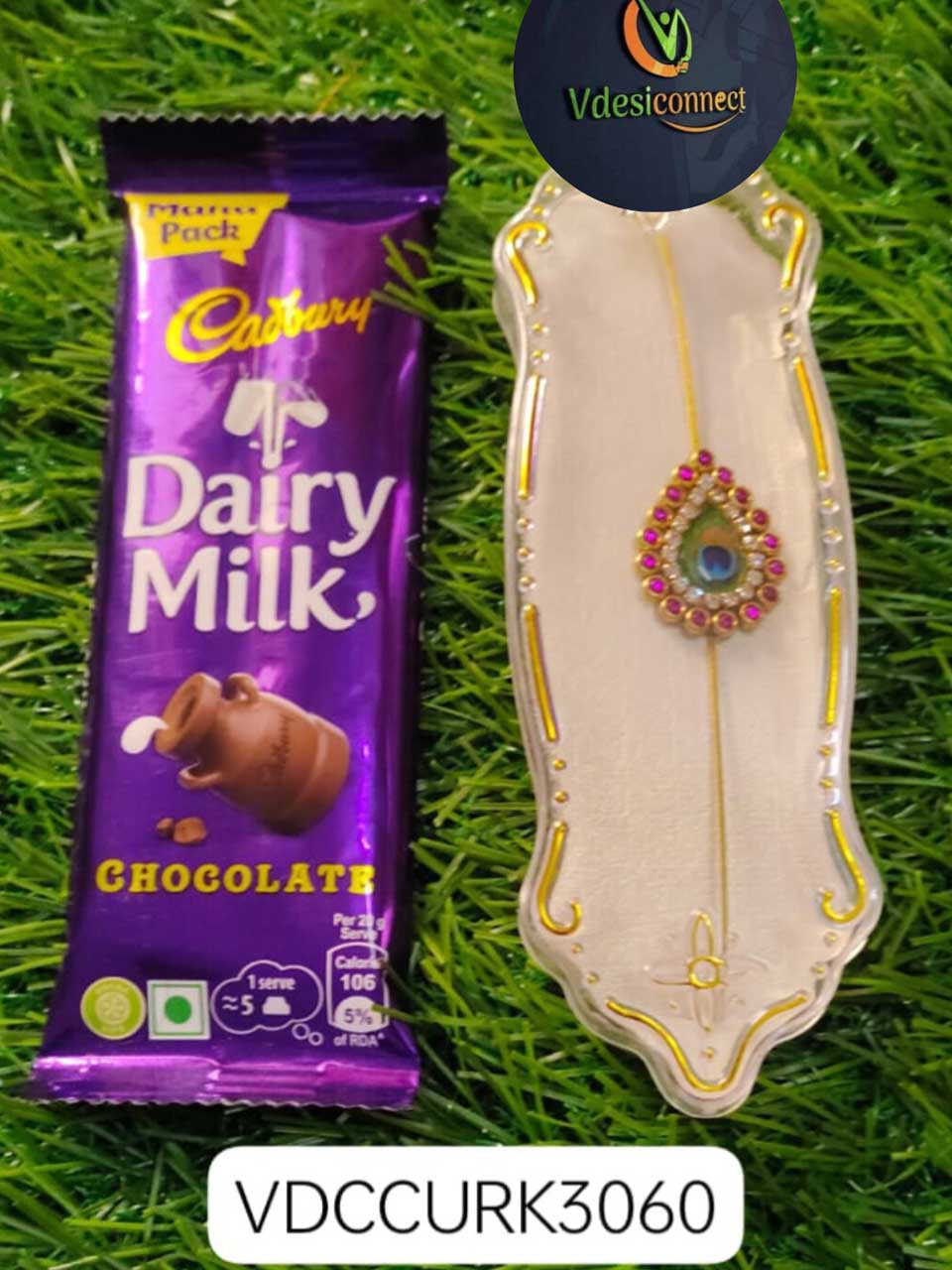 Invisible Peacock Rakhi With Chocolate