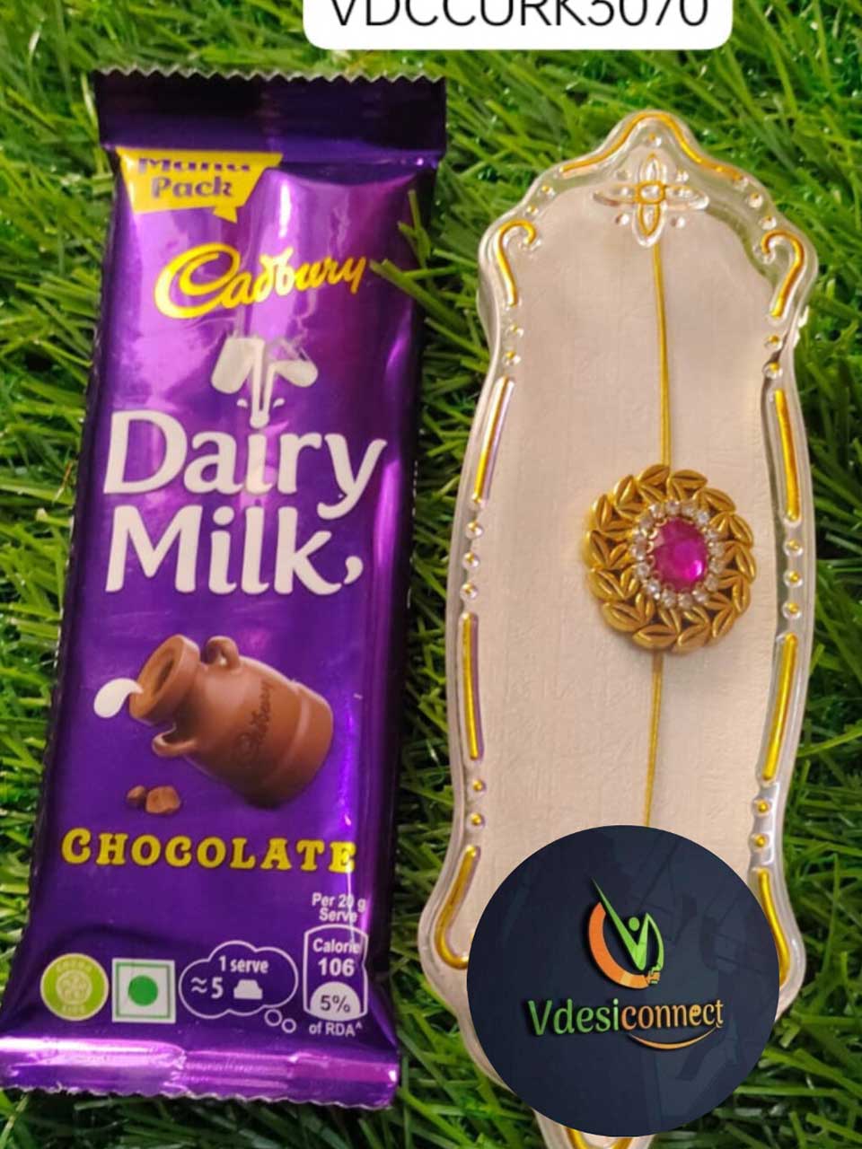 leaf Kundans Rakhi With Chocolate